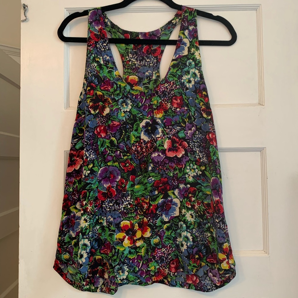 Joie racerback silk tank in floral print